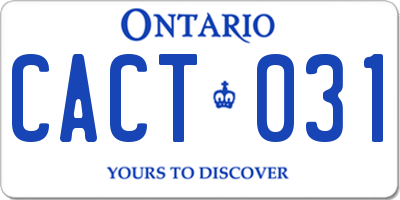 ON license plate CACT031