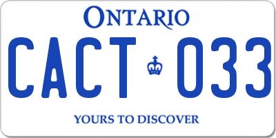 ON license plate CACT033