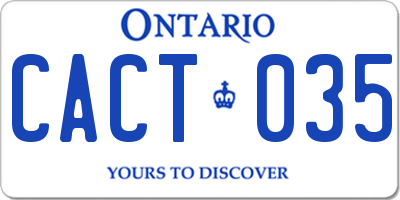 ON license plate CACT035