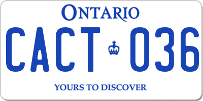 ON license plate CACT036