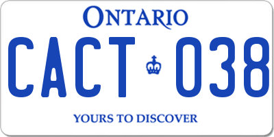 ON license plate CACT038