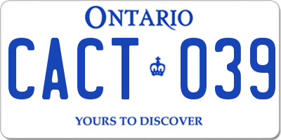 ON license plate CACT039