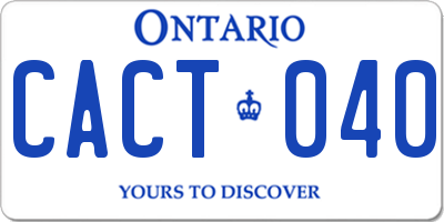 ON license plate CACT040