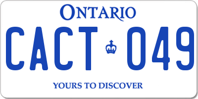 ON license plate CACT049