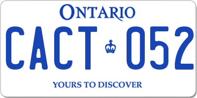 ON license plate CACT052