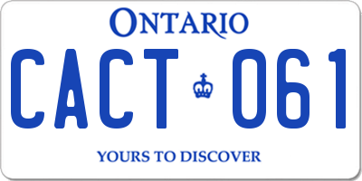 ON license plate CACT061