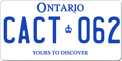 ON license plate CACT062