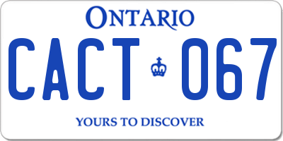 ON license plate CACT067