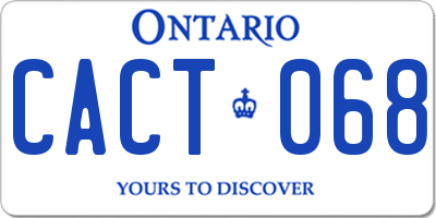 ON license plate CACT068