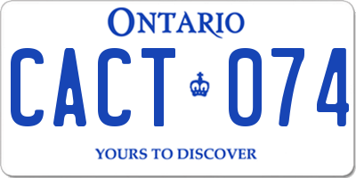 ON license plate CACT074