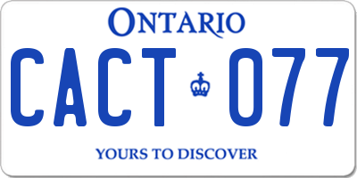 ON license plate CACT077