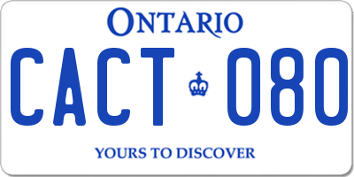 ON license plate CACT080