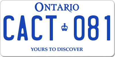 ON license plate CACT081