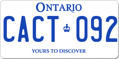 ON license plate CACT092