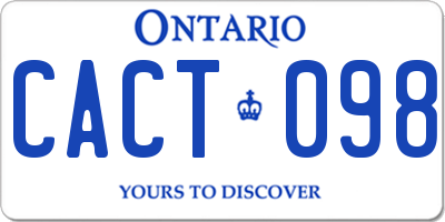 ON license plate CACT098