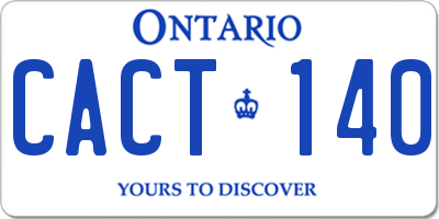 ON license plate CACT140