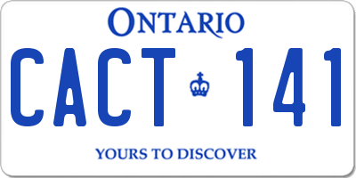 ON license plate CACT141