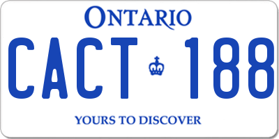 ON license plate CACT188