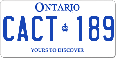 ON license plate CACT189