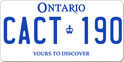 ON license plate CACT190