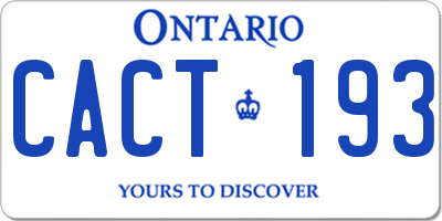 ON license plate CACT193