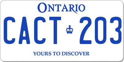 ON license plate CACT203