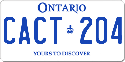 ON license plate CACT204