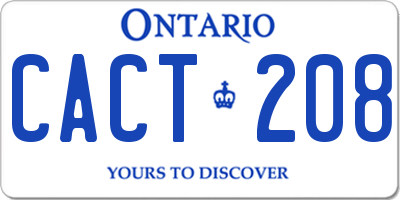 ON license plate CACT208