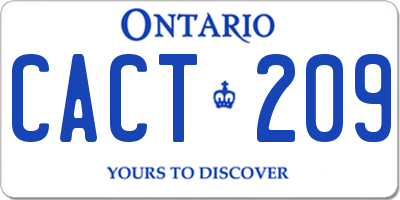 ON license plate CACT209