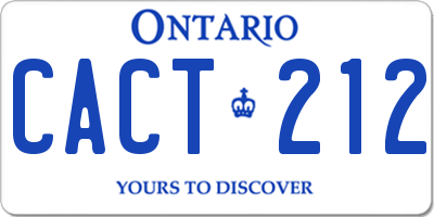 ON license plate CACT212