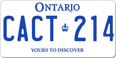 ON license plate CACT214