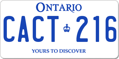 ON license plate CACT216