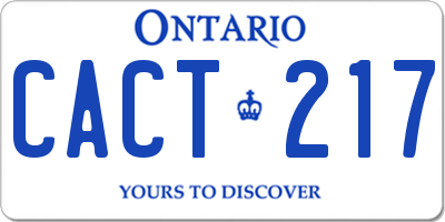 ON license plate CACT217