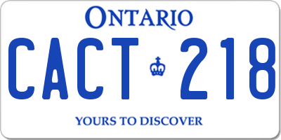 ON license plate CACT218