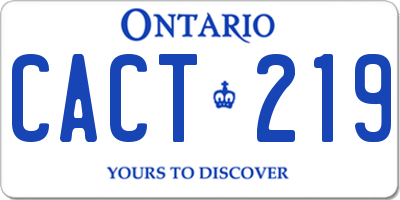 ON license plate CACT219