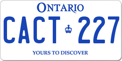 ON license plate CACT227