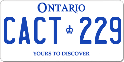 ON license plate CACT229