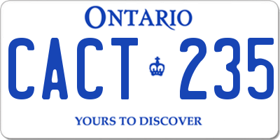 ON license plate CACT235