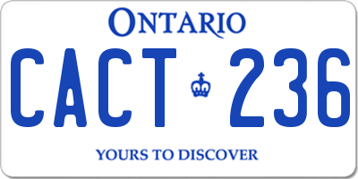 ON license plate CACT236