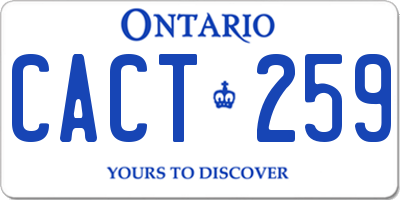 ON license plate CACT259