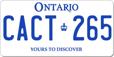 ON license plate CACT265