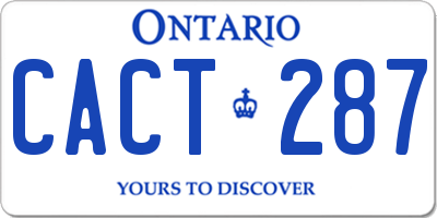 ON license plate CACT287