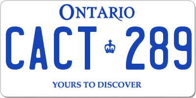 ON license plate CACT289