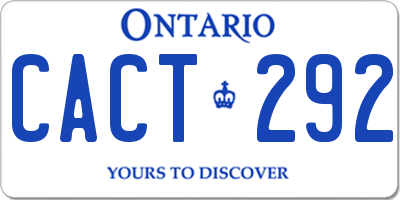 ON license plate CACT292