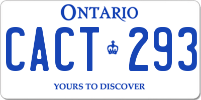 ON license plate CACT293