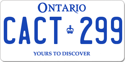 ON license plate CACT299