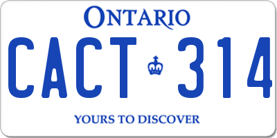 ON license plate CACT314