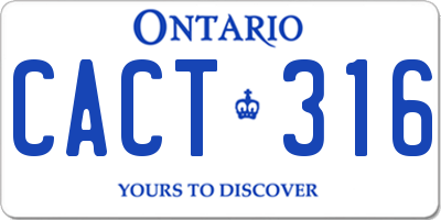 ON license plate CACT316