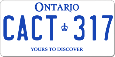 ON license plate CACT317