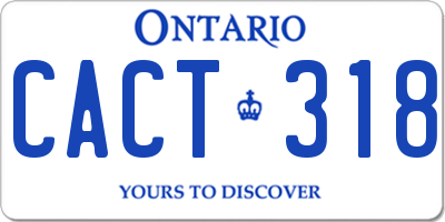 ON license plate CACT318